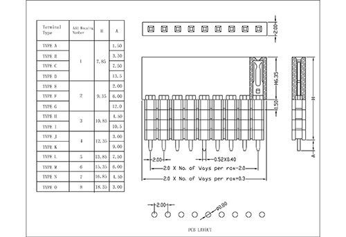 2.0 mm Female Header Single Row Straight TypeAdd Housing H6.35  PC104D01-XXSXXX