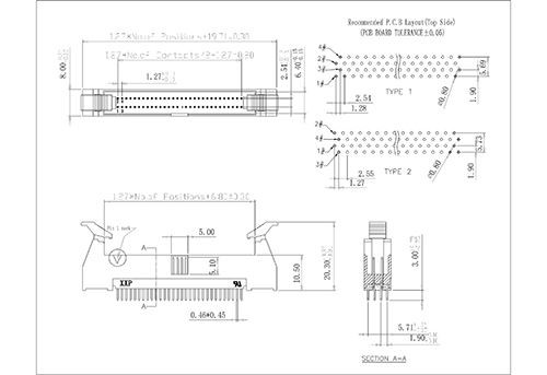 LHBS02 1.27x2.54mm Ejector Header 180°Four Row Foot LHBS02 1.27x2.54mm Ejector Header 180°Four Row Foot