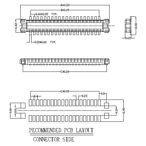0.4mm Board to Board connector, Male, mating Height 0.8mm BB0.4M-0.8XXX01
