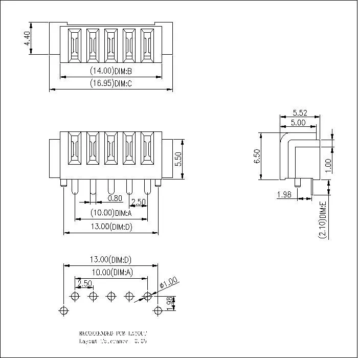 2.50 PITCHS 5 PIN BATTERYStraight FEMALE CONNECTOR
